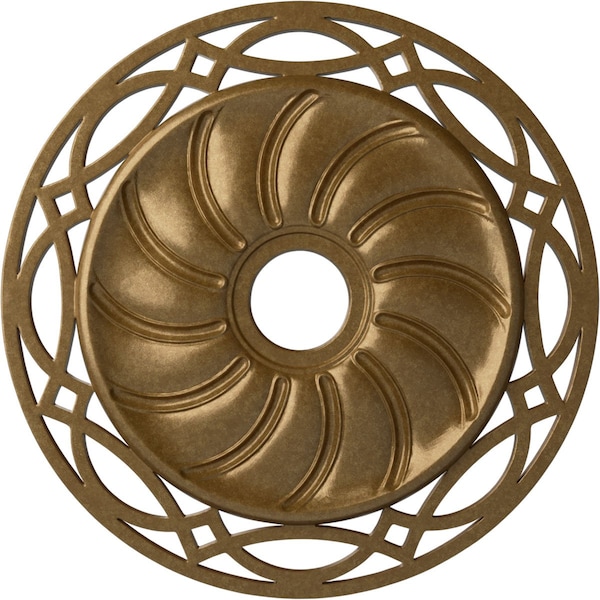 Ekena Millwork Loera Ceiling Medallion (Fits Canopies up to 6 1/4"), 26 5/8"OD x 4 1/2"ID x 1 3/8"P, Pale Gold CM26LOPAS - main